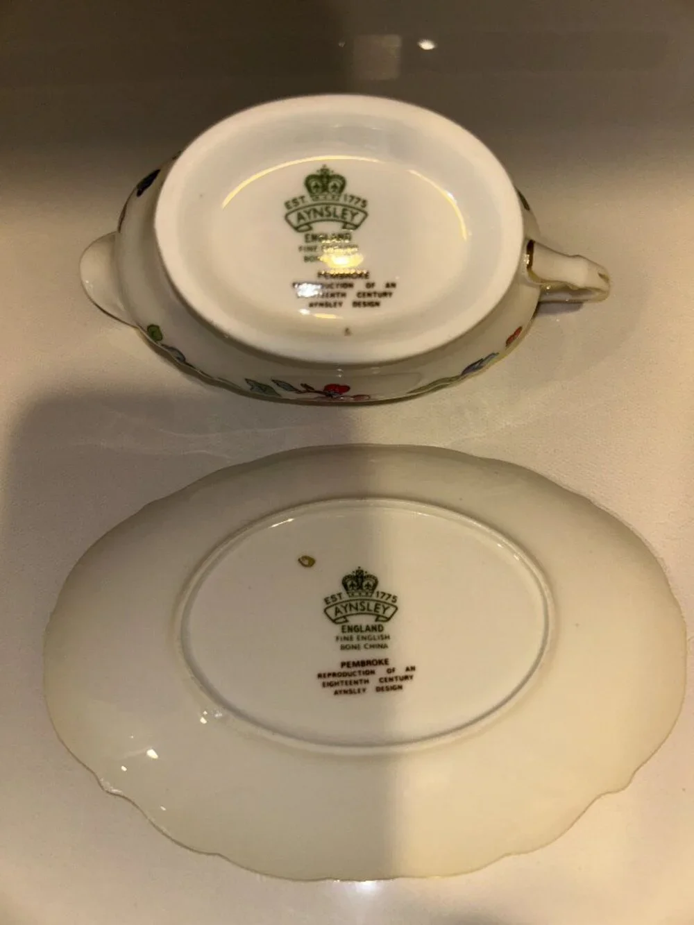 Aynsley Pembroke Creamer & Underplate, reproduction, English Fine Bone China